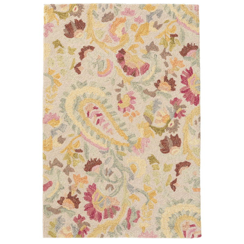 Dash and Albert Rugs Ines Hand Hooked Wool Paisley Area Rug in Pink